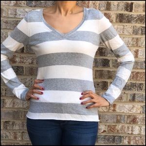 GAP striped sweater: gray and white